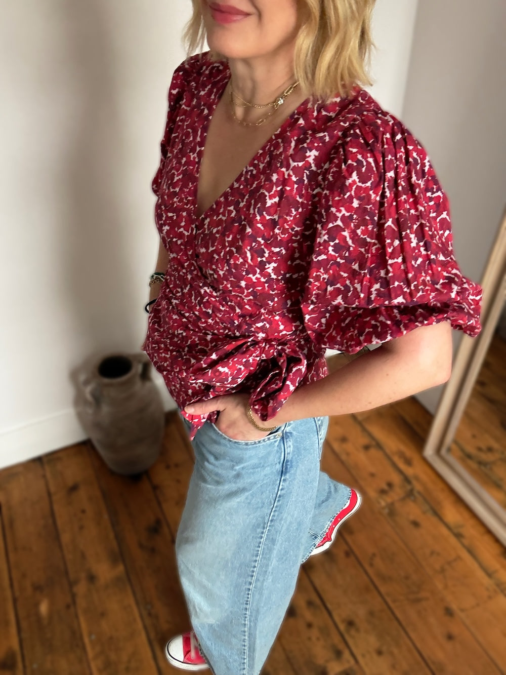 Cara Wrap Blouse Pascale Painted Petals