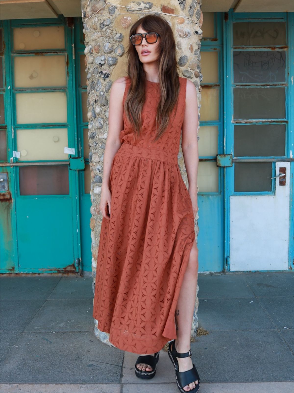Nancy Broderie Full Skirt Gingerbread Brown