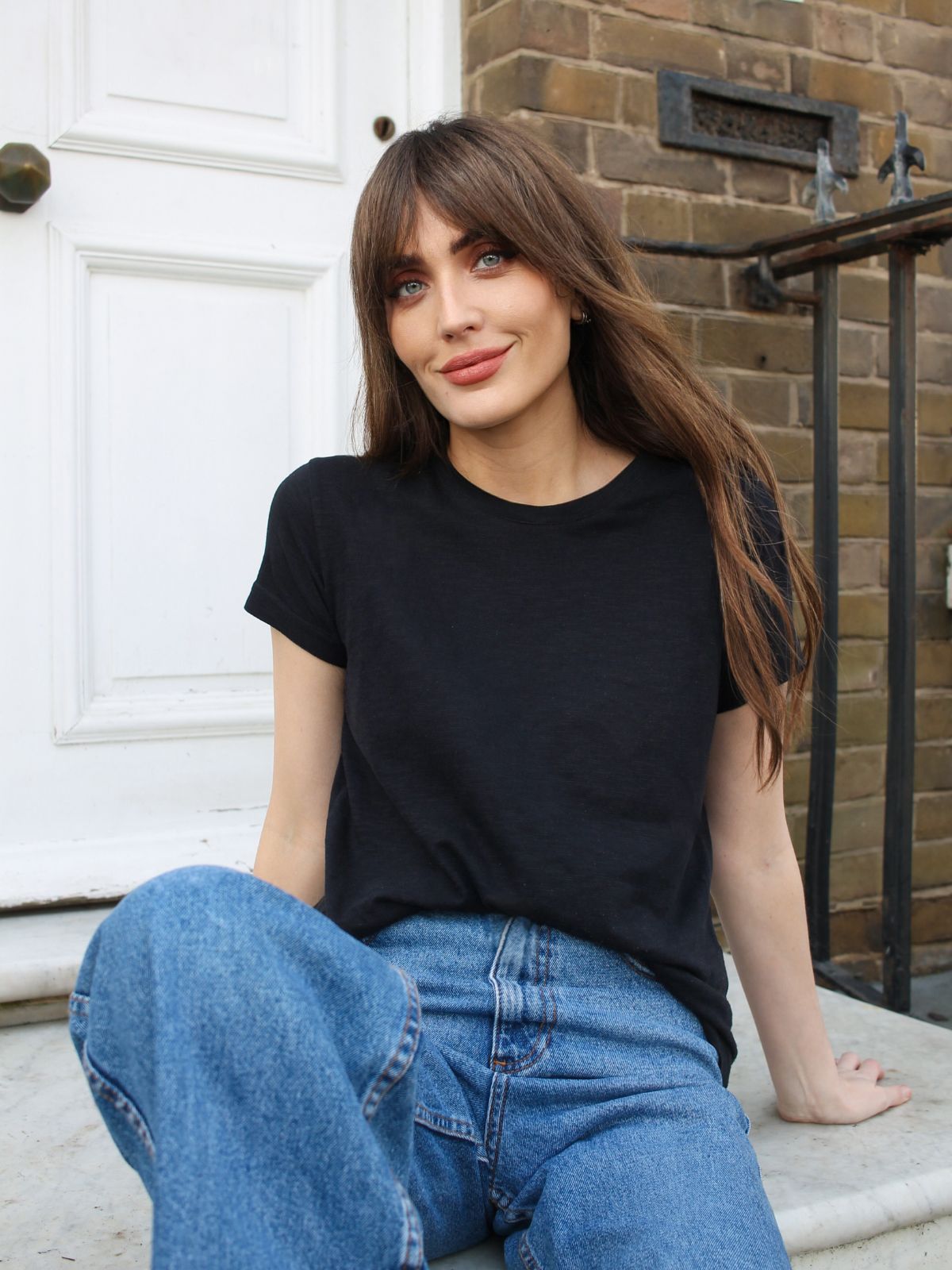 Angie Women's Black Slub T-Shirt