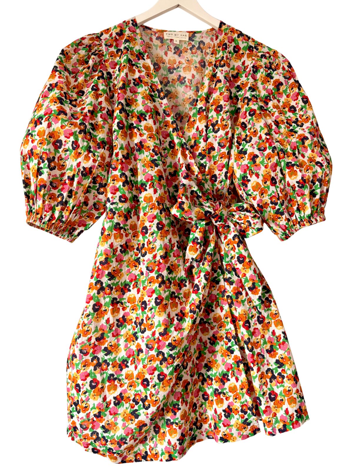 Alice Short Wrap Dress Pansy Print