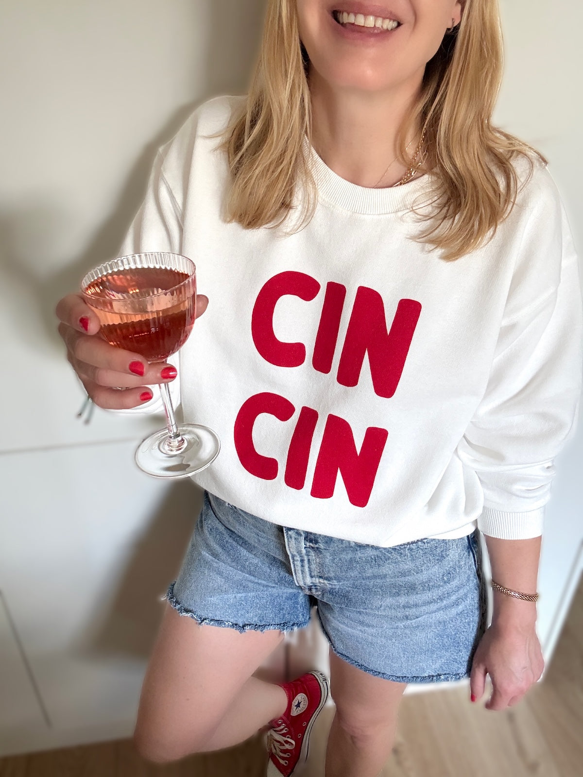 Cin Cin Sweatshirt white red