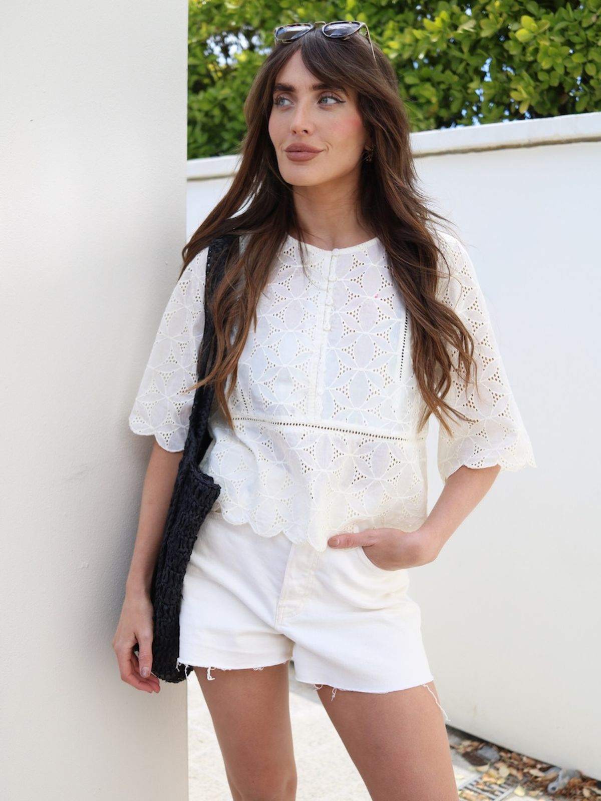 Sadie Broderie Blouse Scalloped Edge Cream