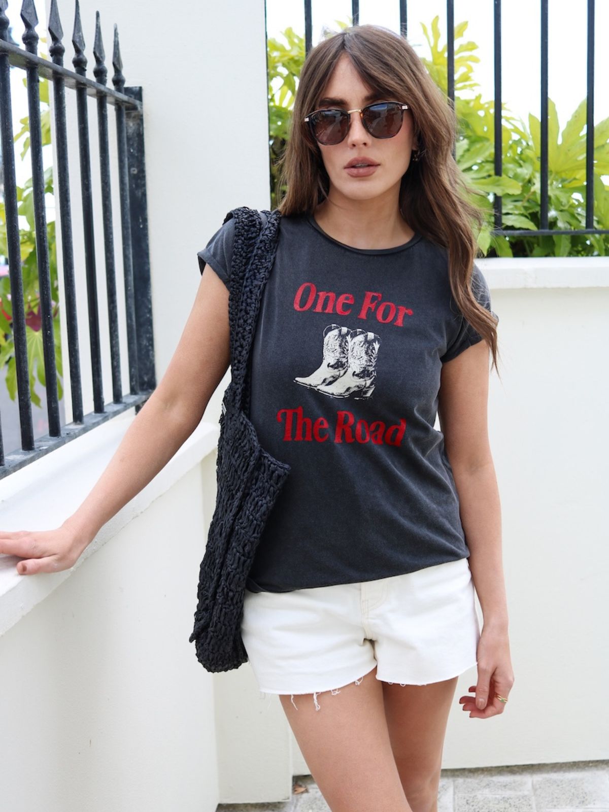 One For The Road Stone Wash T-shirt Black
