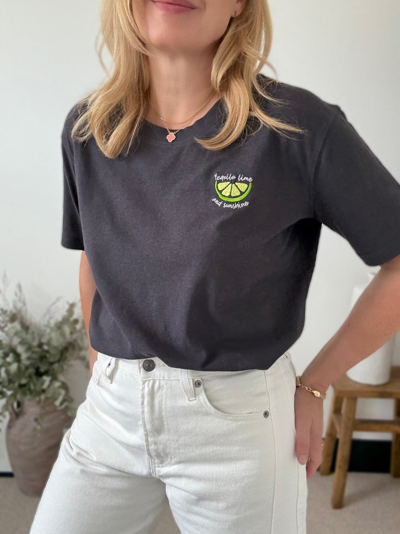 Tequila Lime Sunshine Embroidered T-Shirt