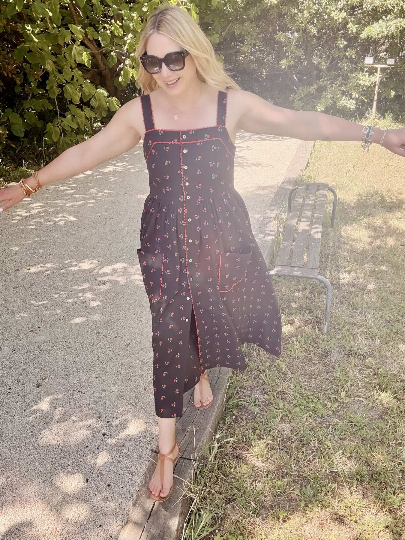 Willow Button Front Patch Pocket Midi Dress Black Cherry