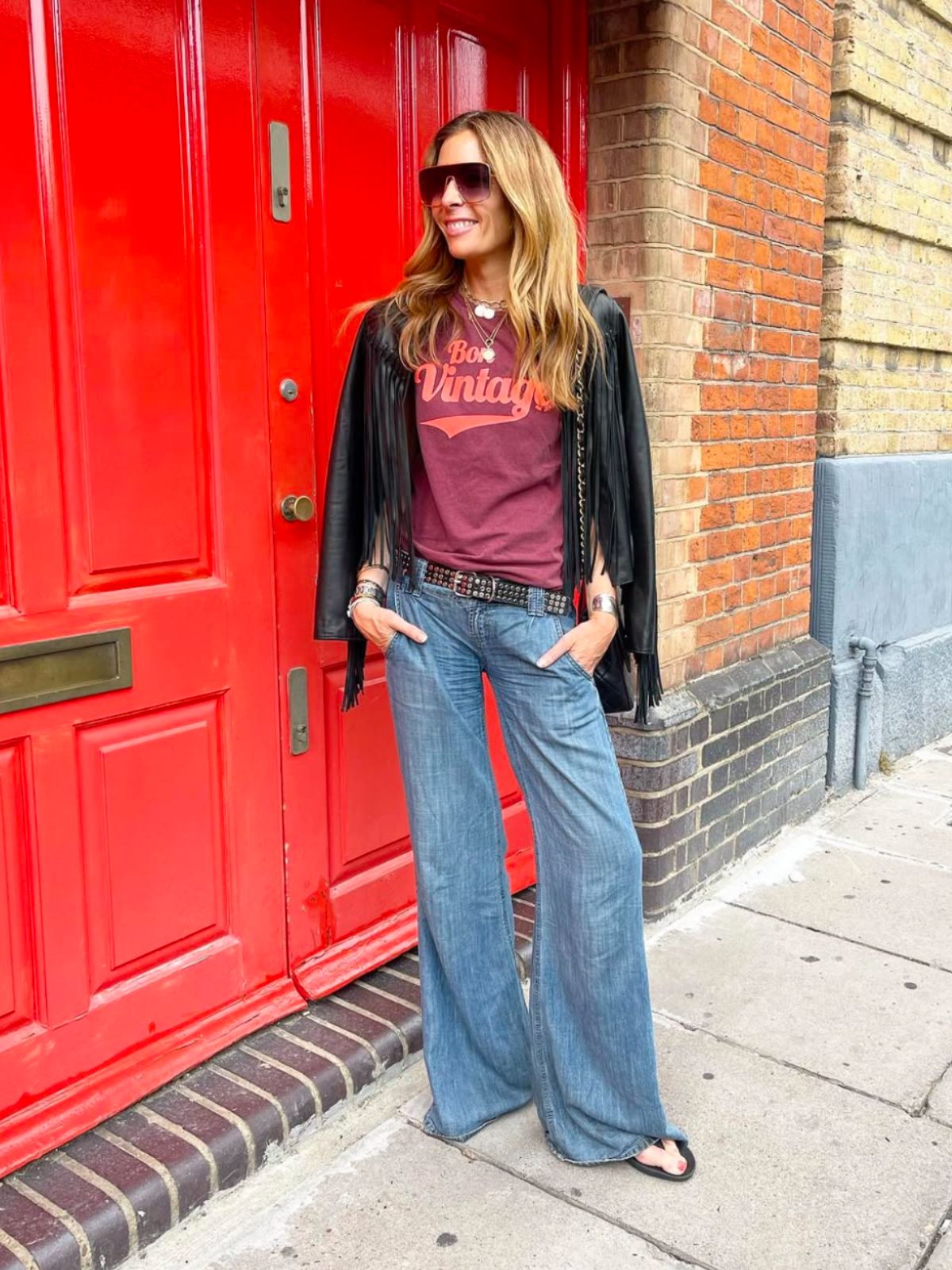 Bon Vintage Retro Tee Stone Wash Burgundy Neon Coral