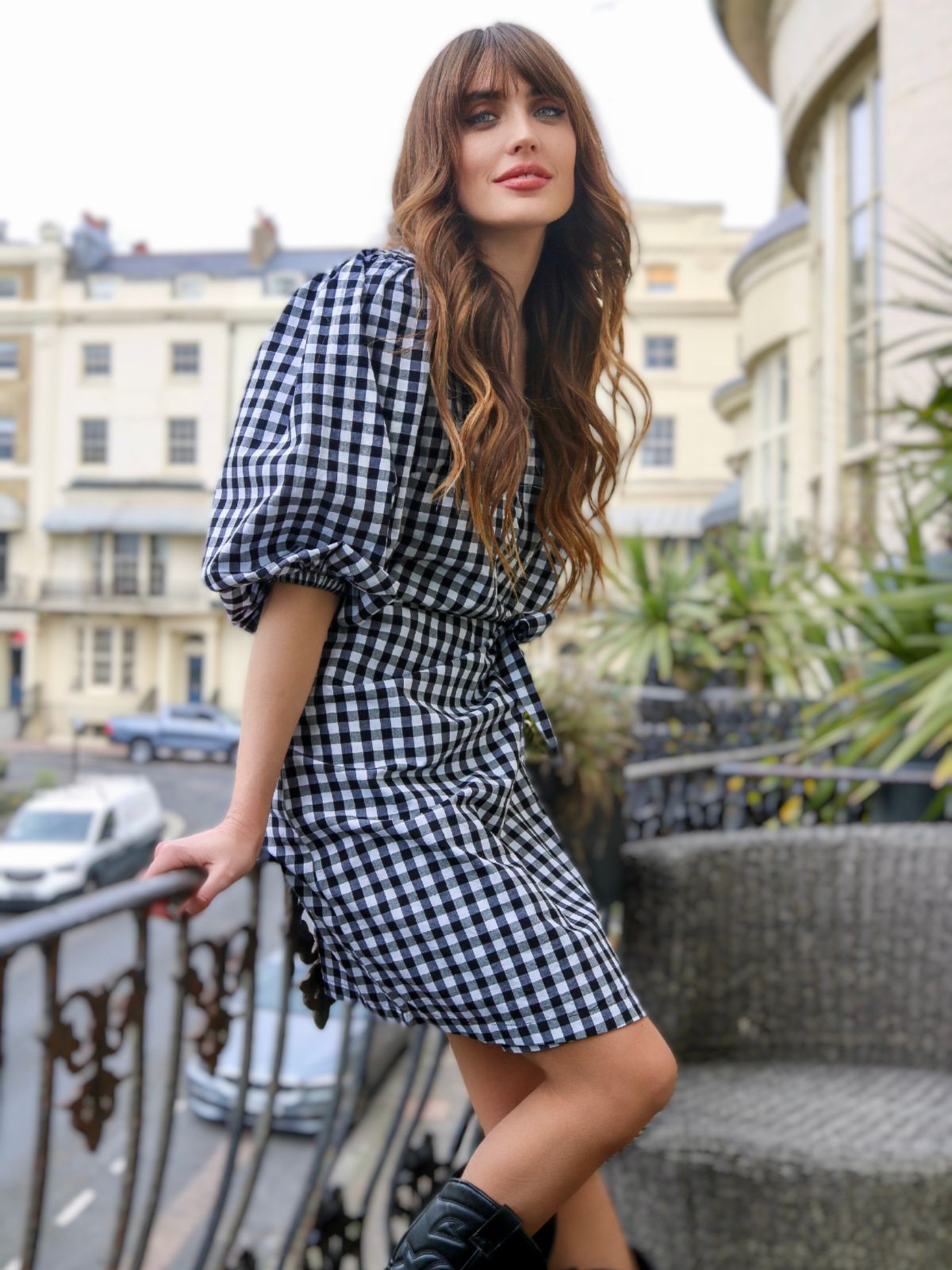 Alice Short Wrap Dress Gingham Check