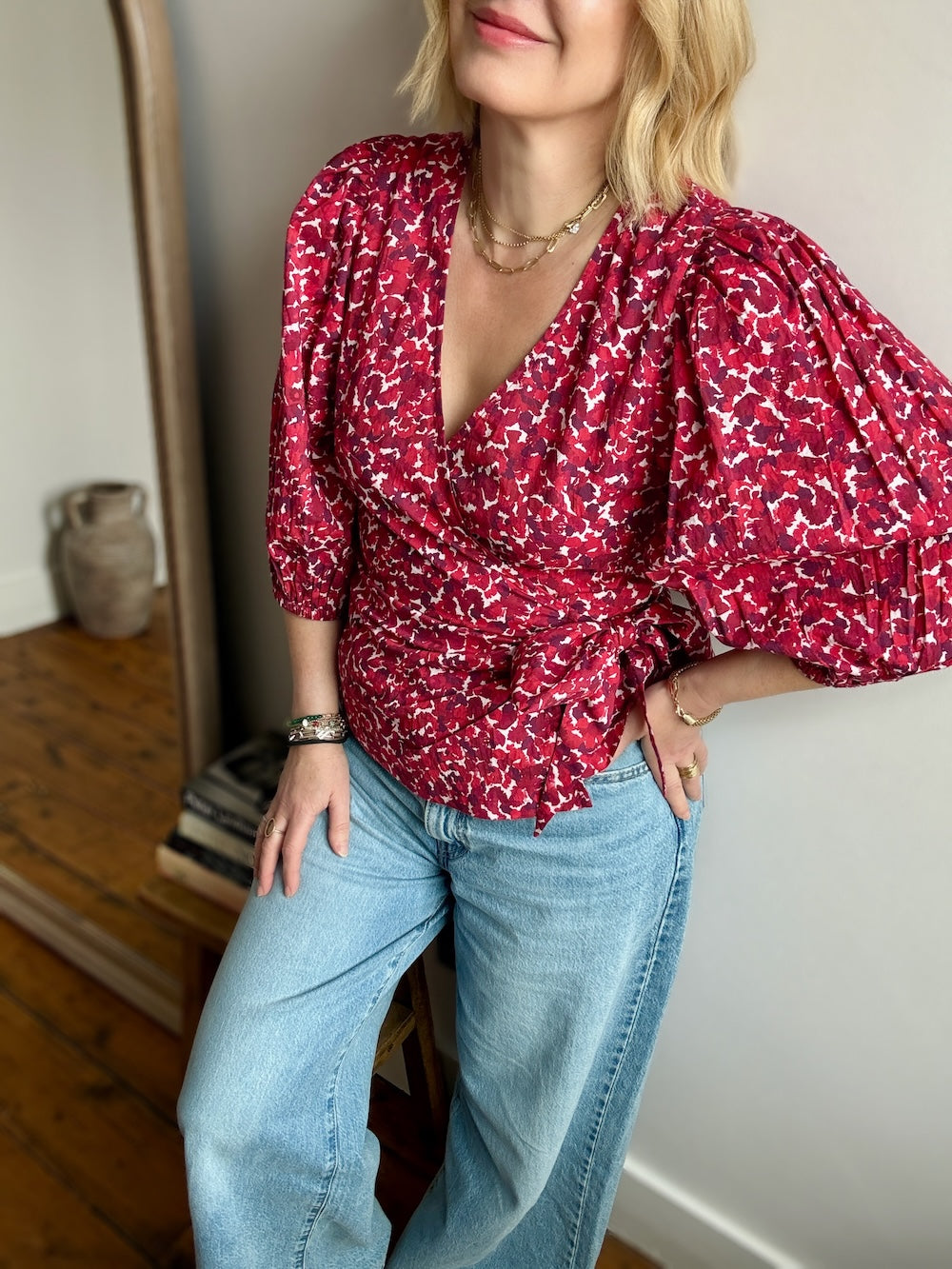 Cara Wrap Blouse Pascale Painted Petals