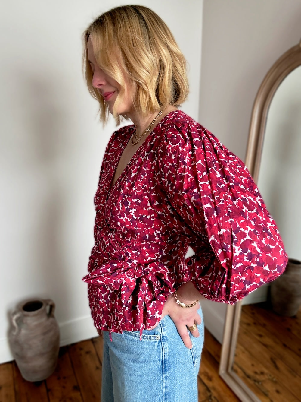 Cara Wrap Blouse Pascale Painted Petals