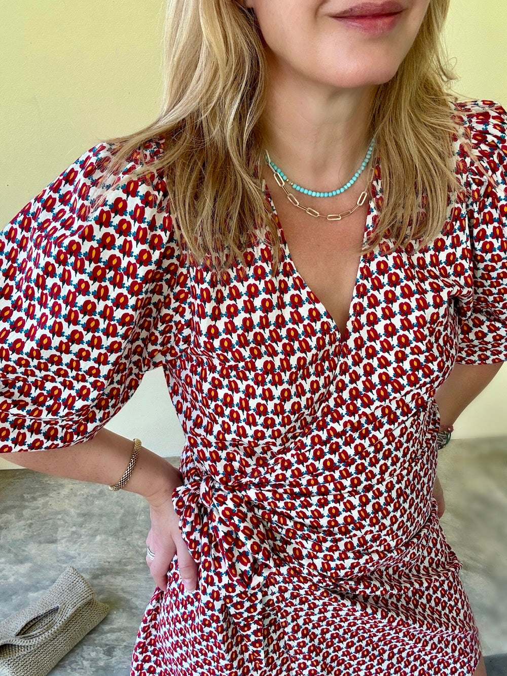 Alice Short Wrap Dress Ditsy Tulip