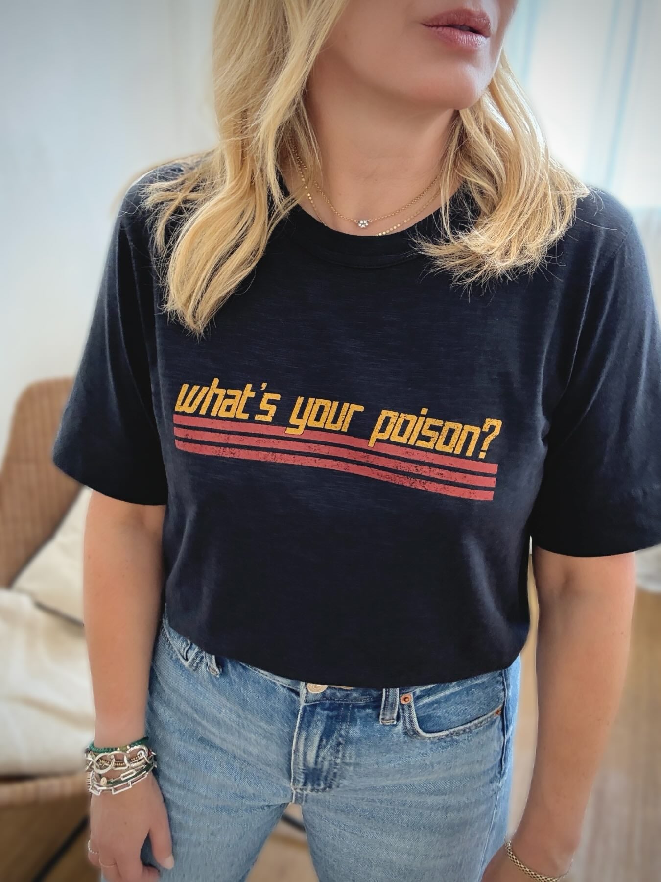 What's Your Poison Slogan Tee Graphite Navy