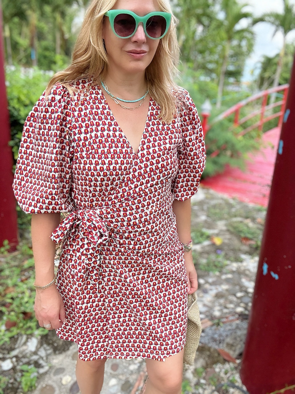 Alice Short Wrap Dress Ditsy Tulip