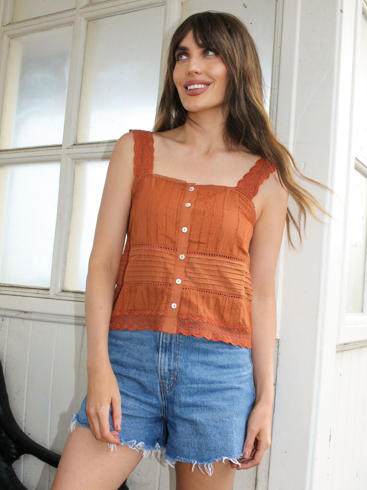 Wren Lace Camisole Top Terracotta