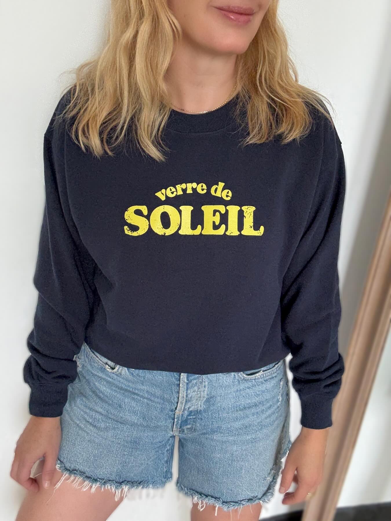 Verre De Soleil Navy Yellow Slogan Sweatshirt