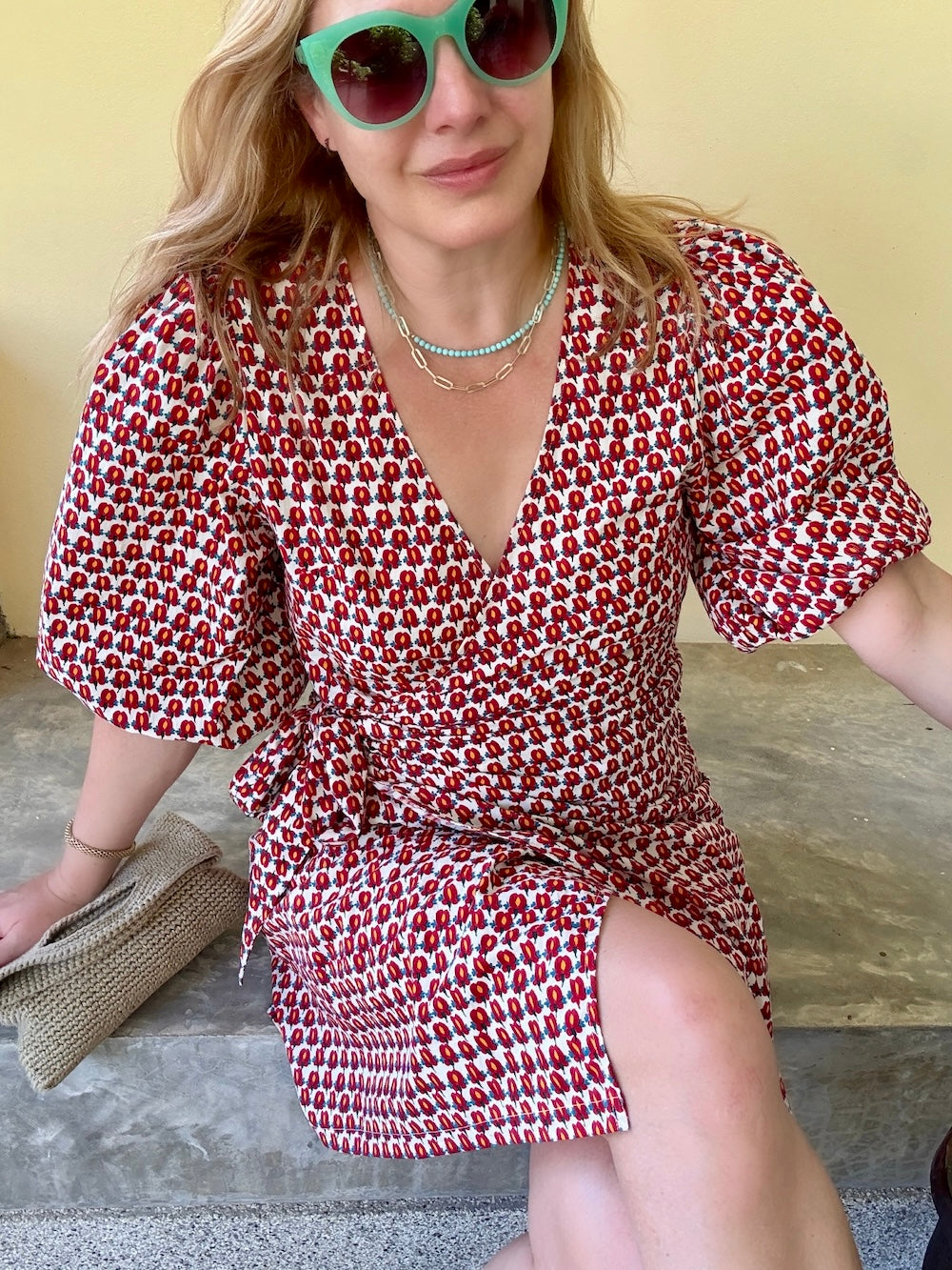 Alice Short Wrap Dress Ditsy Tulip