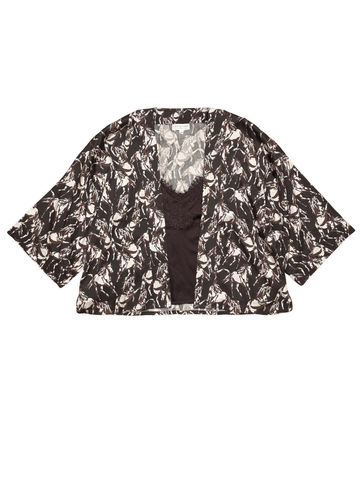Abi Kimono Horse Print Short Chocolate Brown