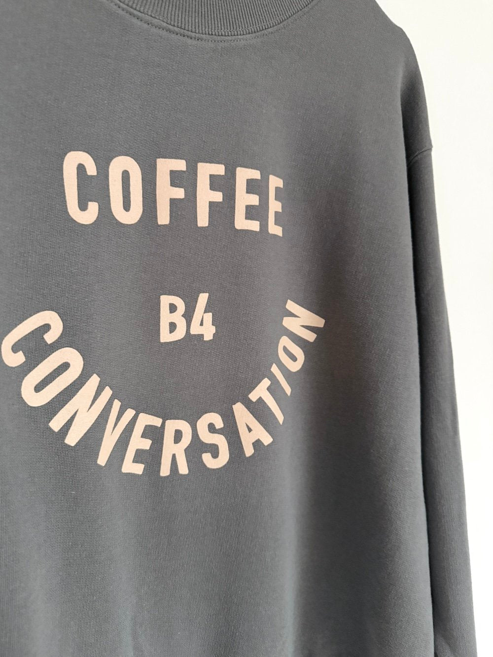 coffee before conversation sweatshirt | fwp by rae | women's slogan sweatshirt