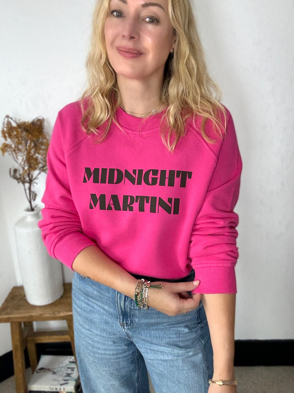 Midnight Martini Sweatshirt Fuchsia Pink Chocolate