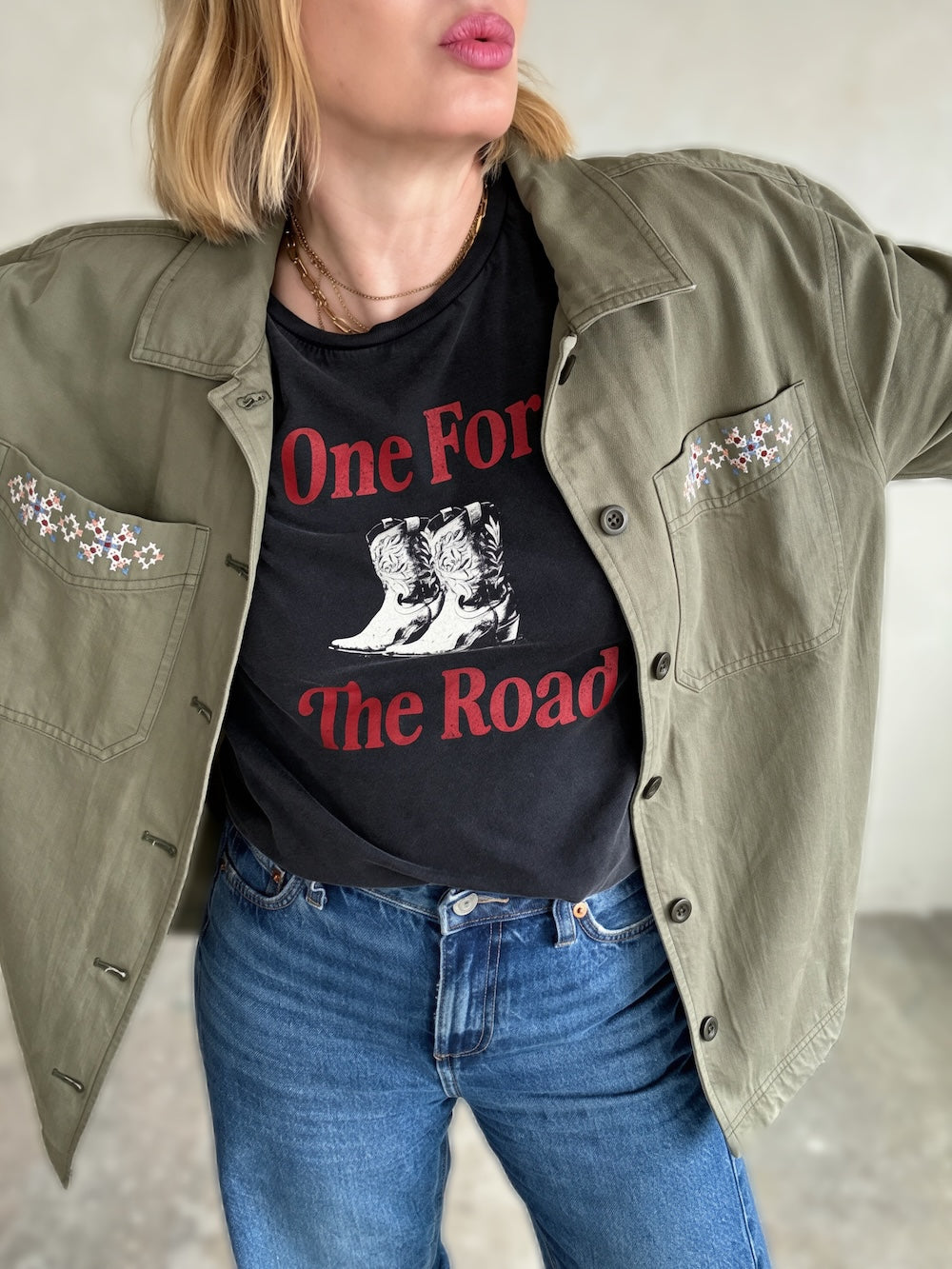 One For The Road Stone Wash T-shirt Black