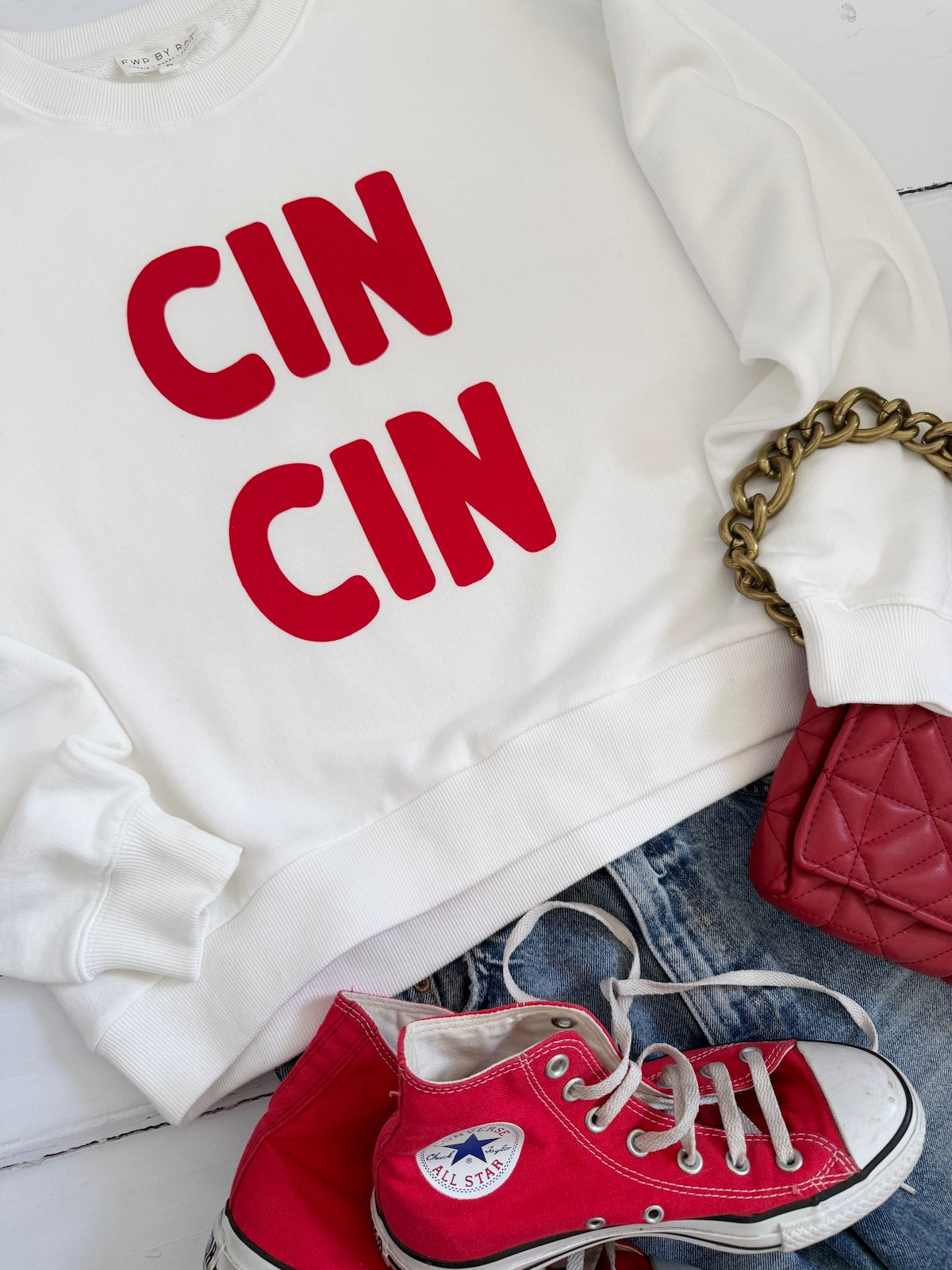Cin Cin Sweatshirt white red
