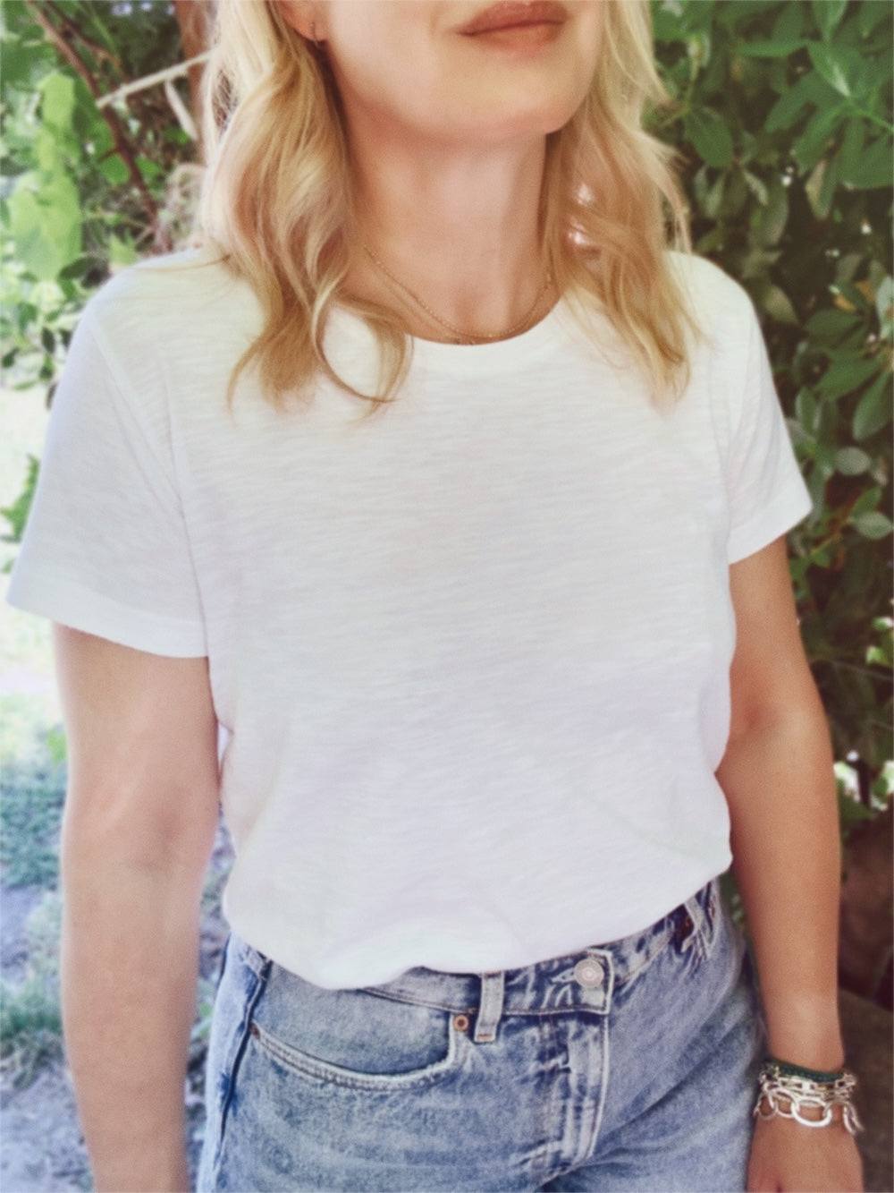 Angie Women's White Slub T-Shirt