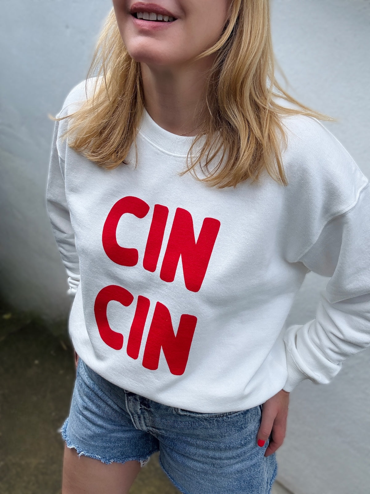 Cin Cin Sweatshirt white red