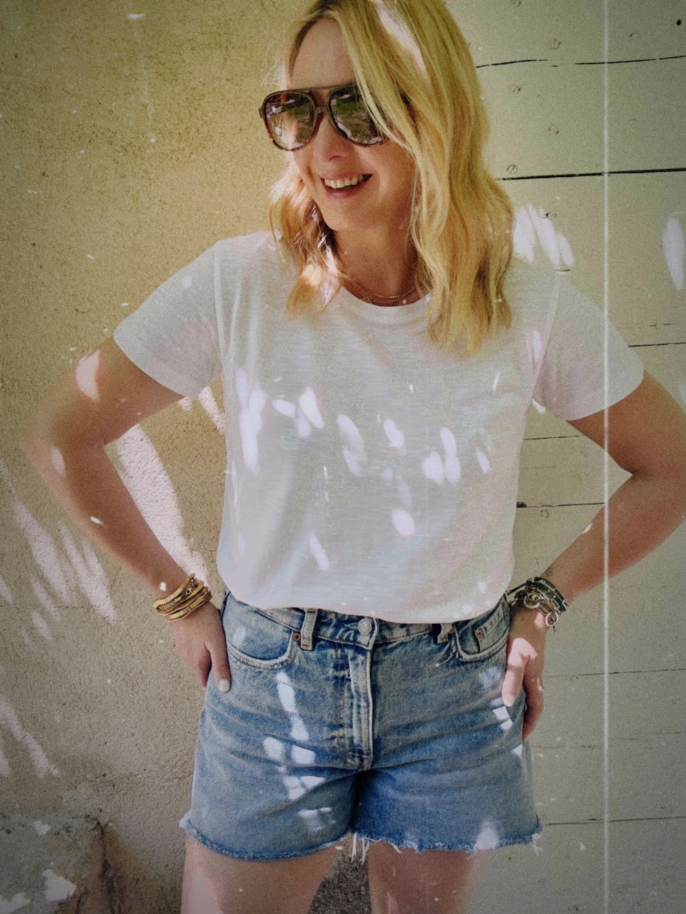 Angie Women's White Slub T-Shirt