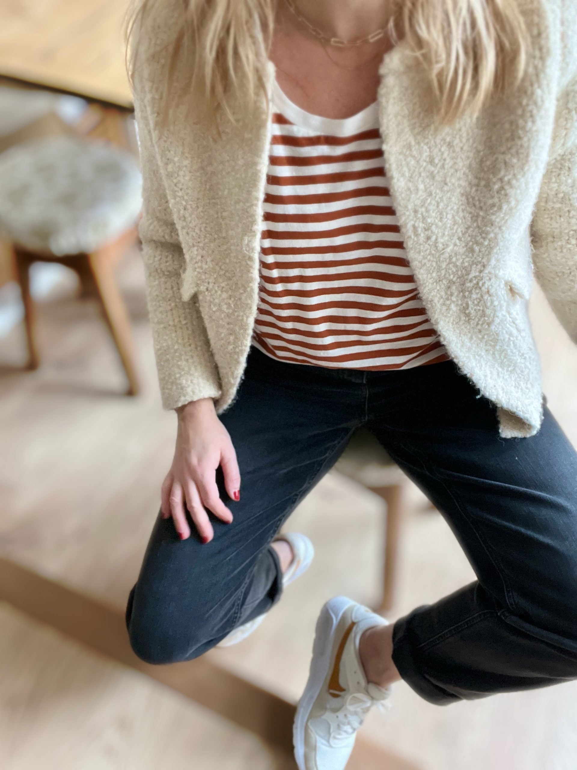 stripe long sleeve tee toffee cream | fwp by rae