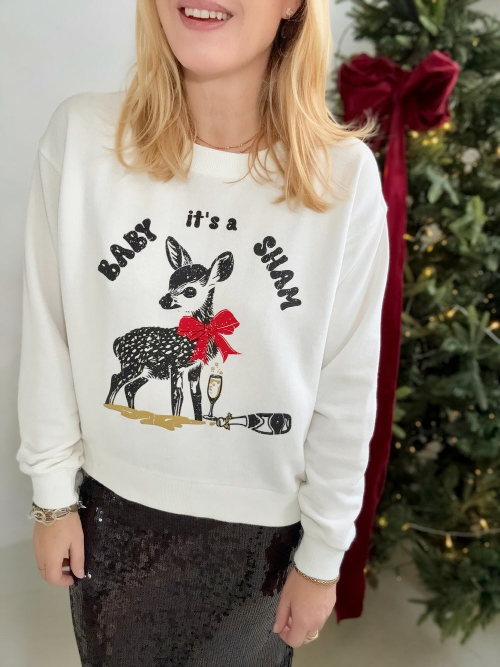 Baby its a Sham Christmas Sweatshirt Winter White
