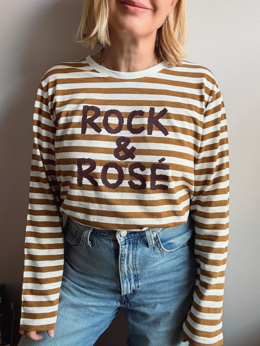 Rock and Rosé Bronze Stripe Long Sleeve Tee
