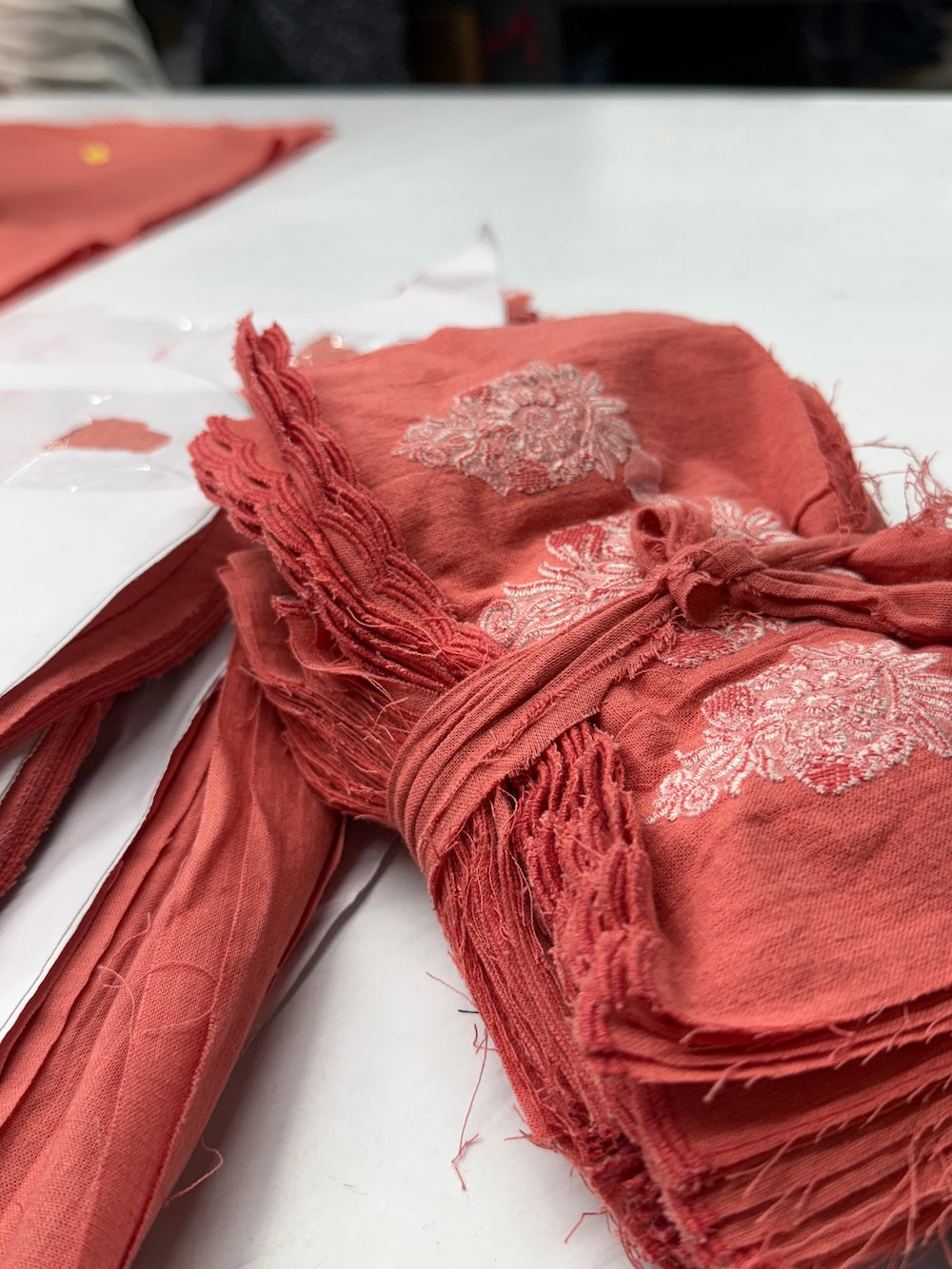 Florence Embroidered Linen Maxi Dress Terracotta Pink