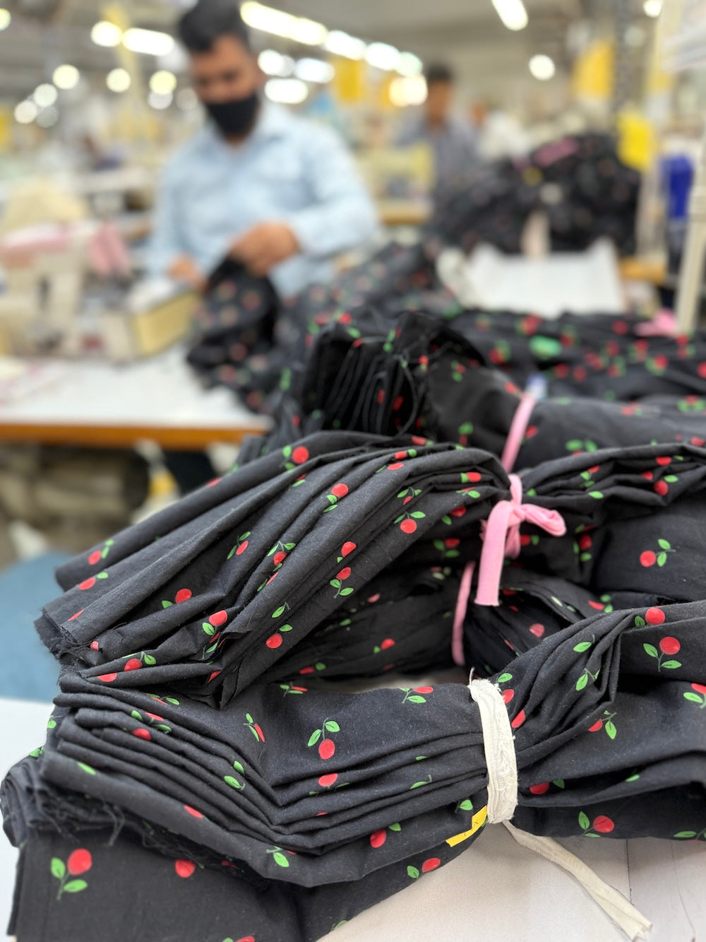 Cara Wrap Blouse with Shirred Cuff Cherry Print