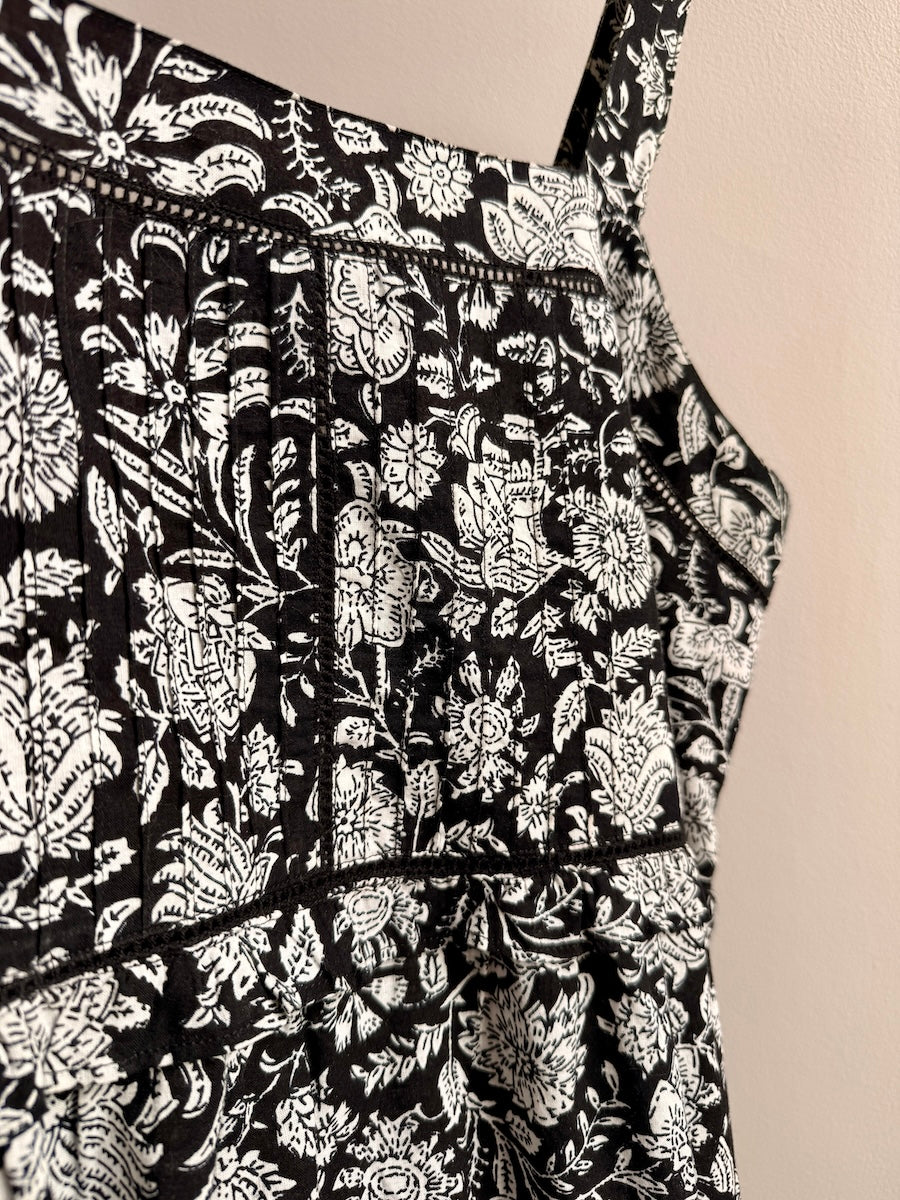 Laurel Black Block Print Organic Cotton Maxi Dress