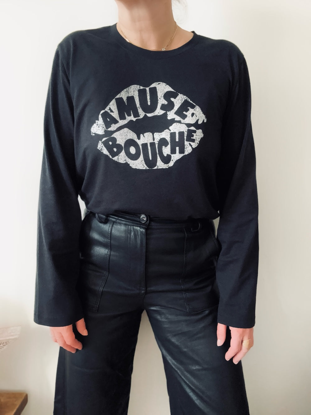 Amuse Bouche Lips Long Sleeve T-Shirt Black Silver