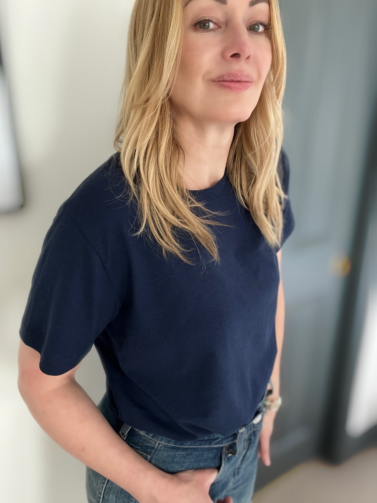 Margot Linen Cotton blend Navy T-Shirt