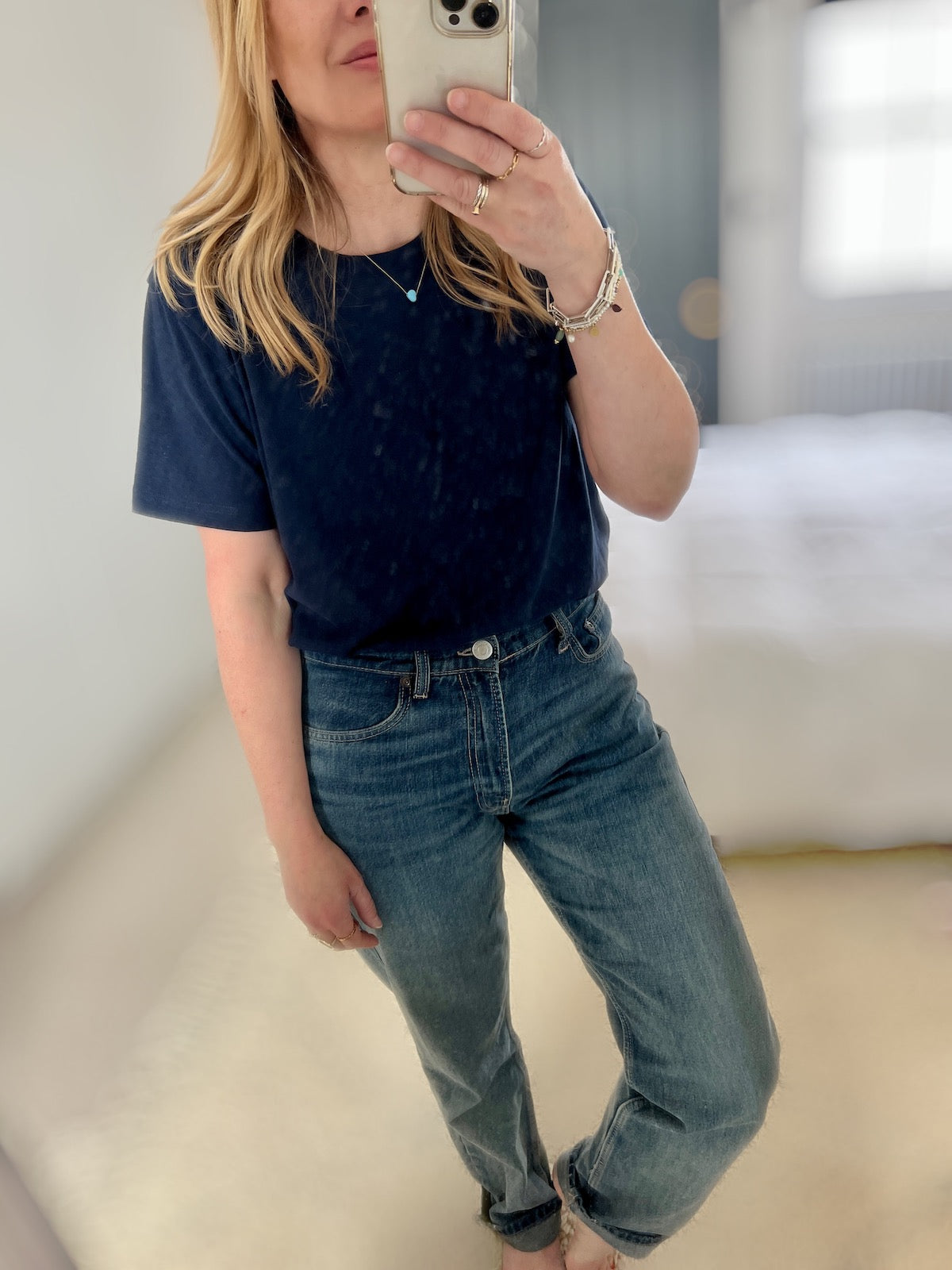 Margot Linen Cotton blend Navy T-Shirt