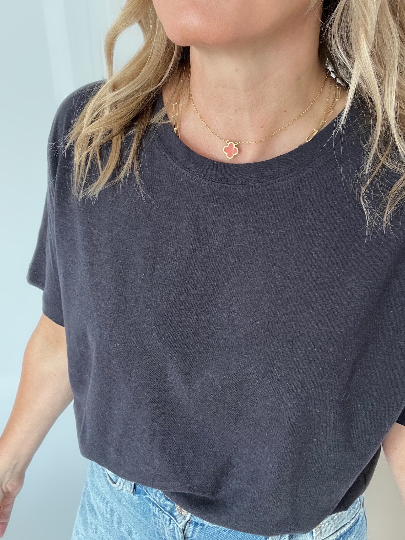 Lola Slouch Linen Blend Tee Faded Black | fwp by rae