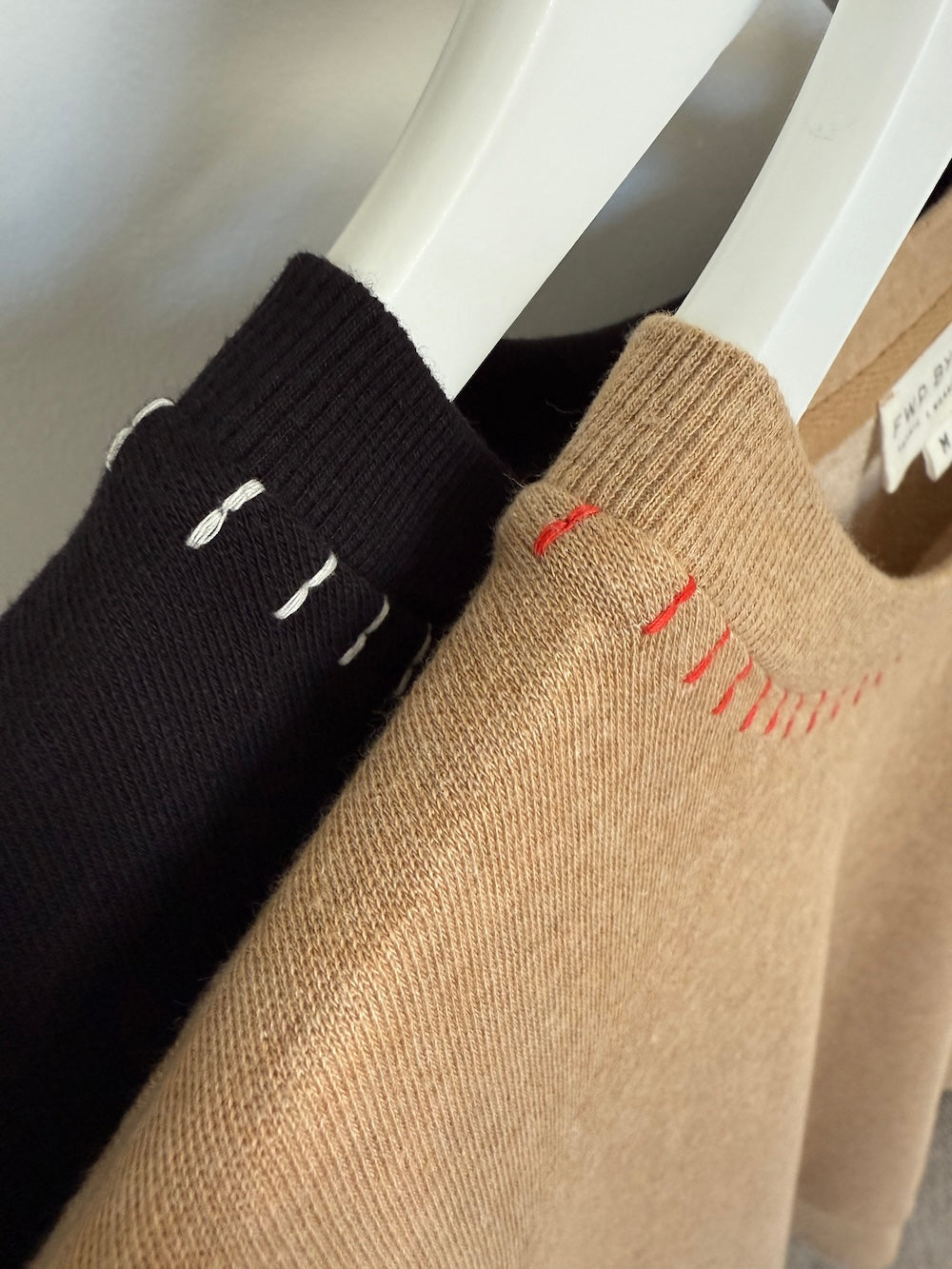 Maeve Fine Knit Blanket Stitch Sweatshirt Black