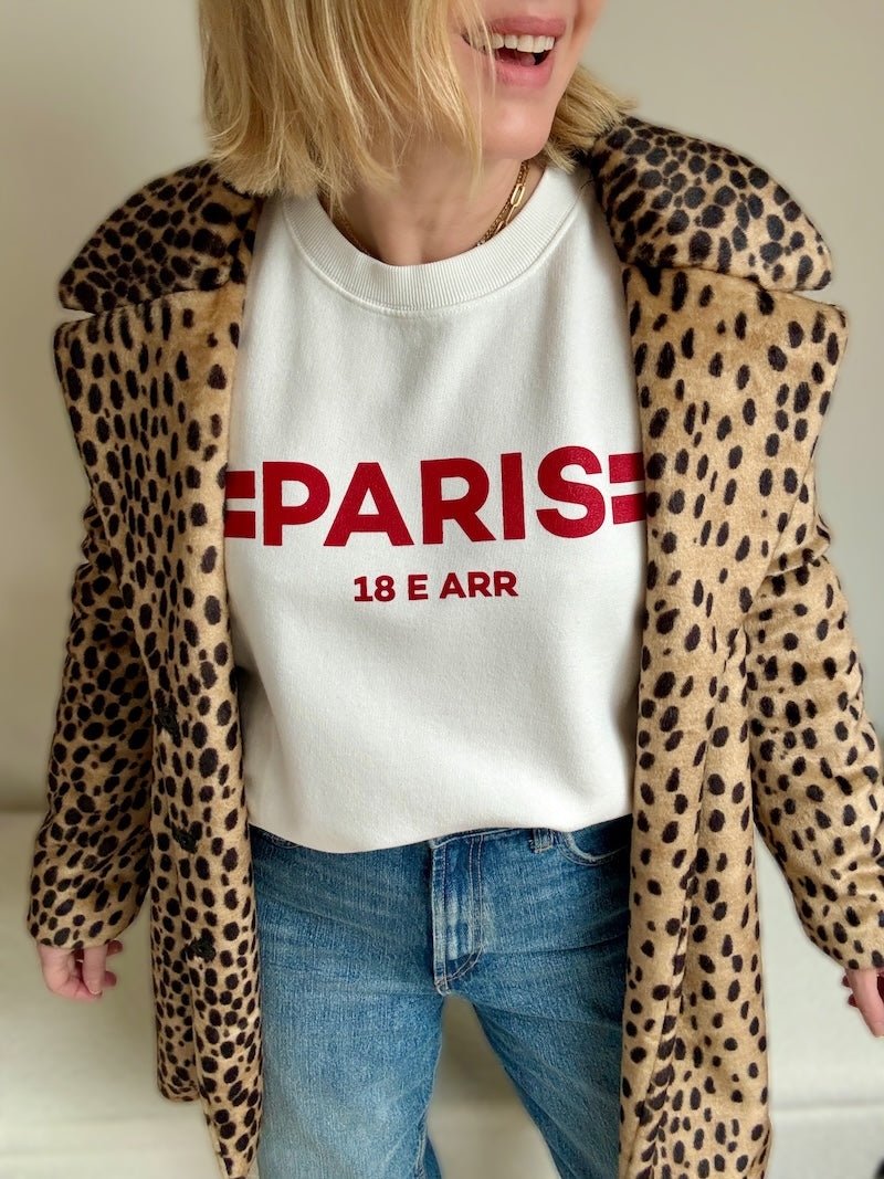 Paris Sweatshirt White and Red