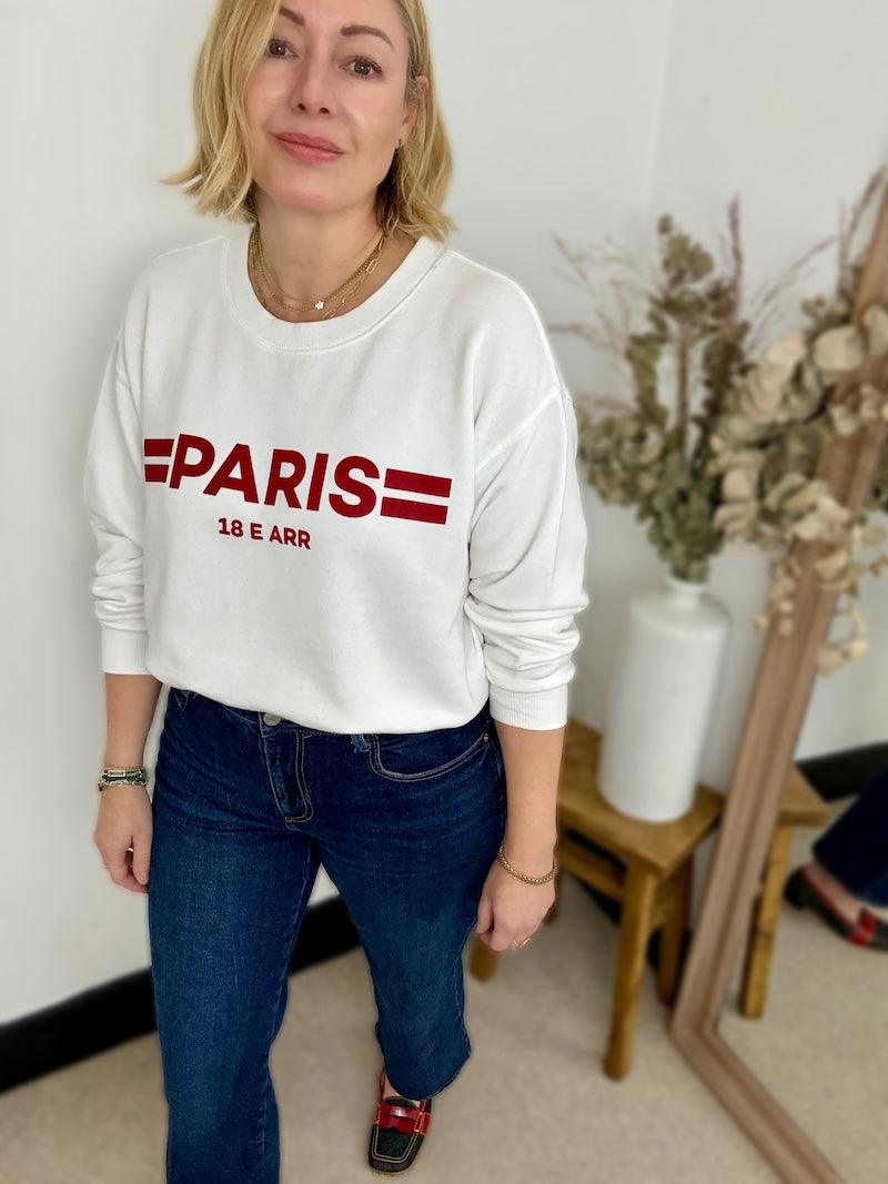 Paris Sweatshirt White and Red