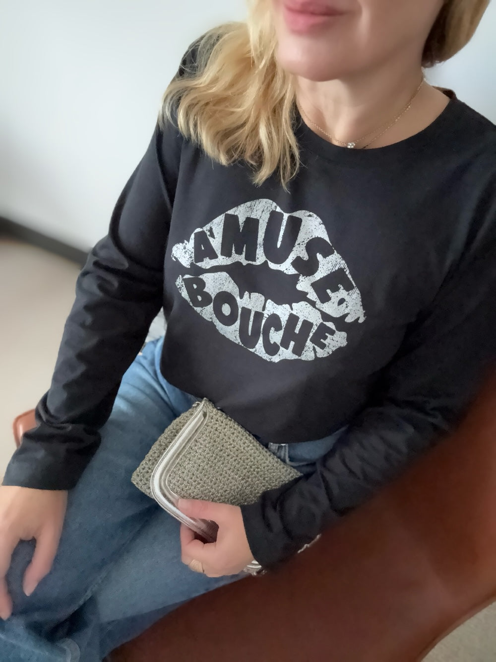 Amuse Bouche Lips Long Sleeve T-Shirt Black Silver