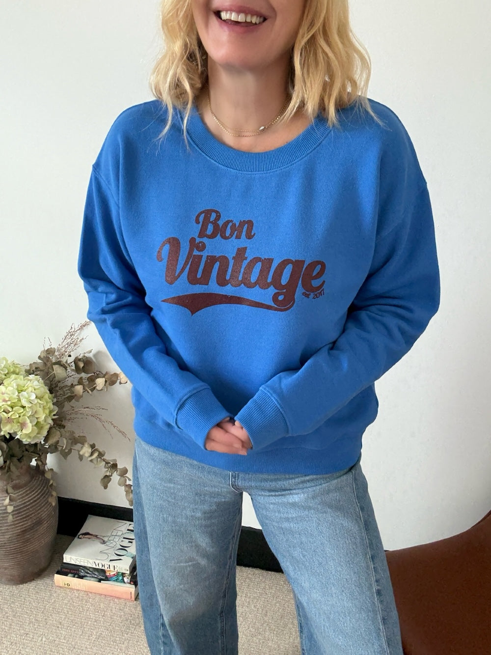 Bon Vintage Retro sweatshirt Blue Maroon