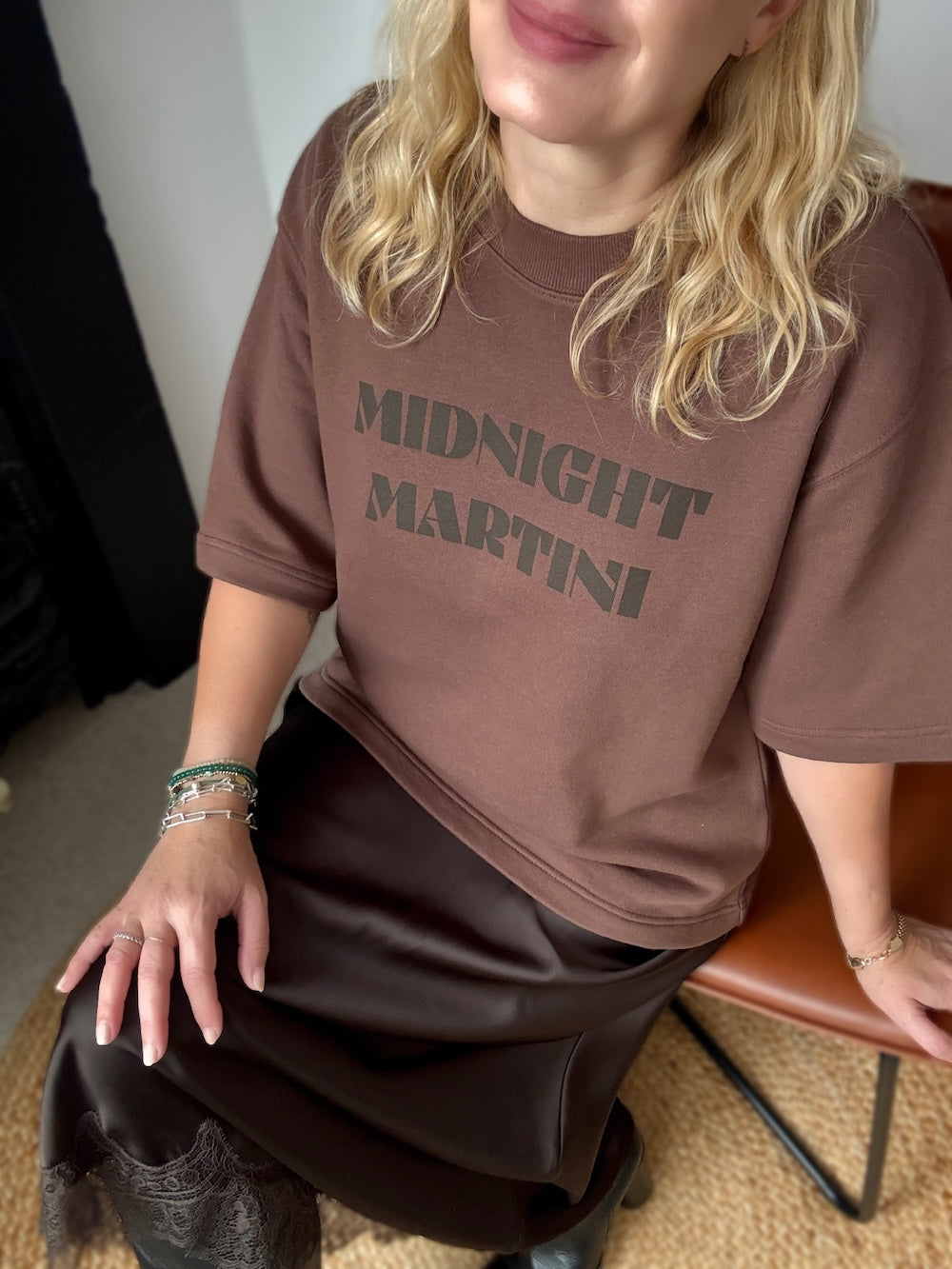 Midnight Martini Short Sleeve Sweatshirt Brown
