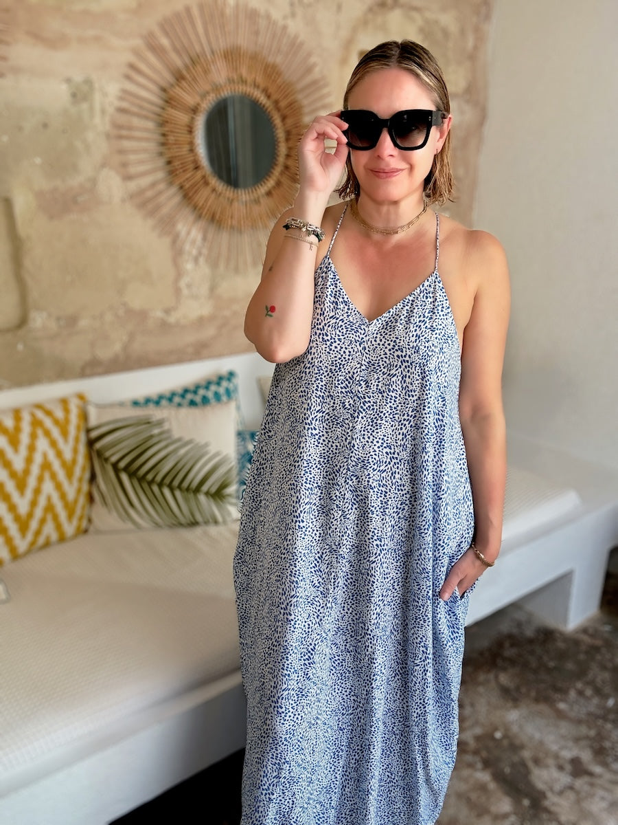 Uma Halter Neck Summer Maxi Dress Blue