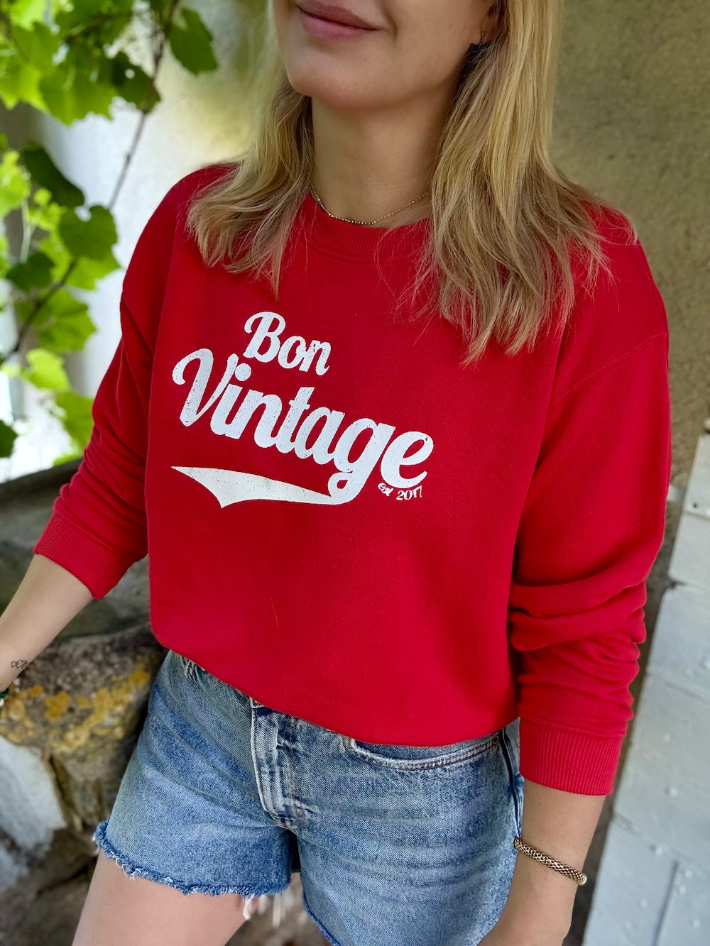 Bon Vintage Sweatshirt Red White