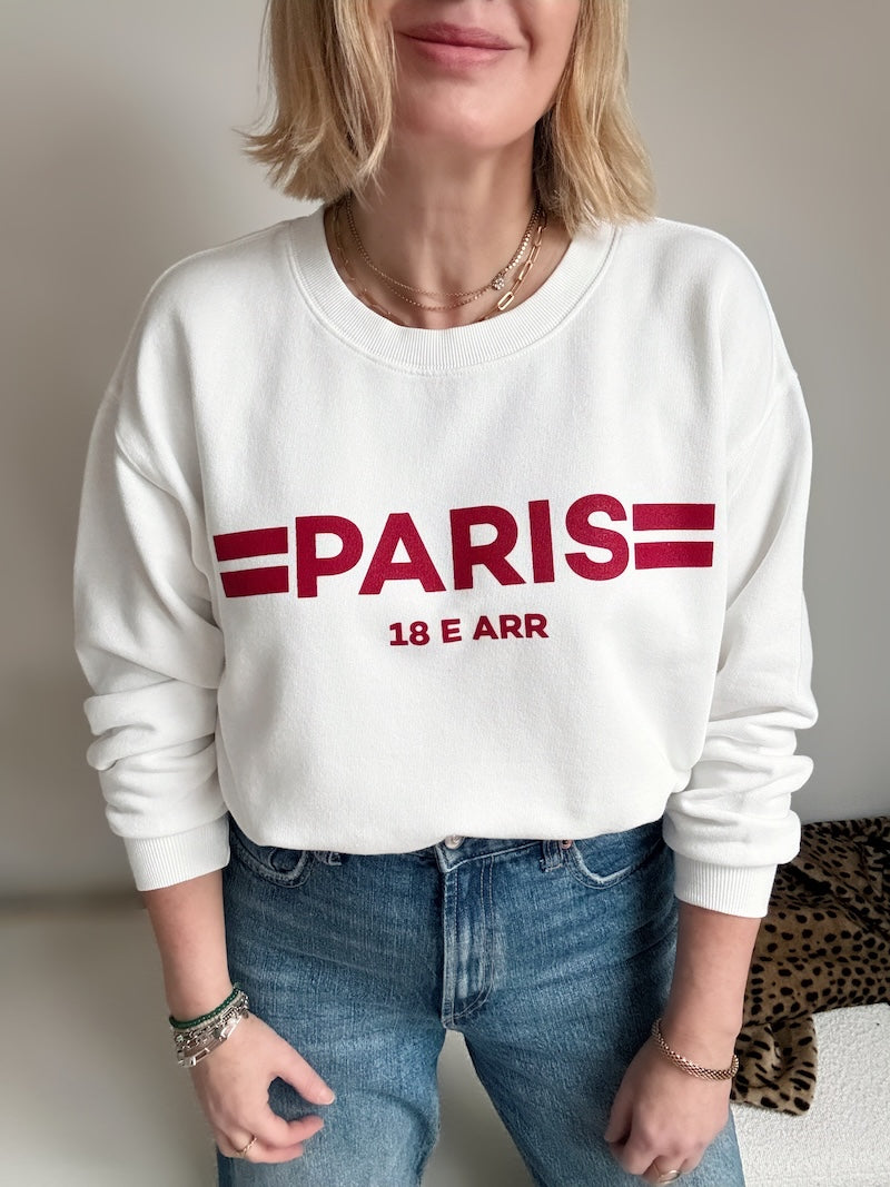 Paris Sweatshirt White and Red