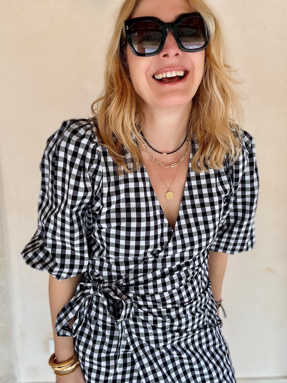 Alice Short Wrap Dress Gingham Check