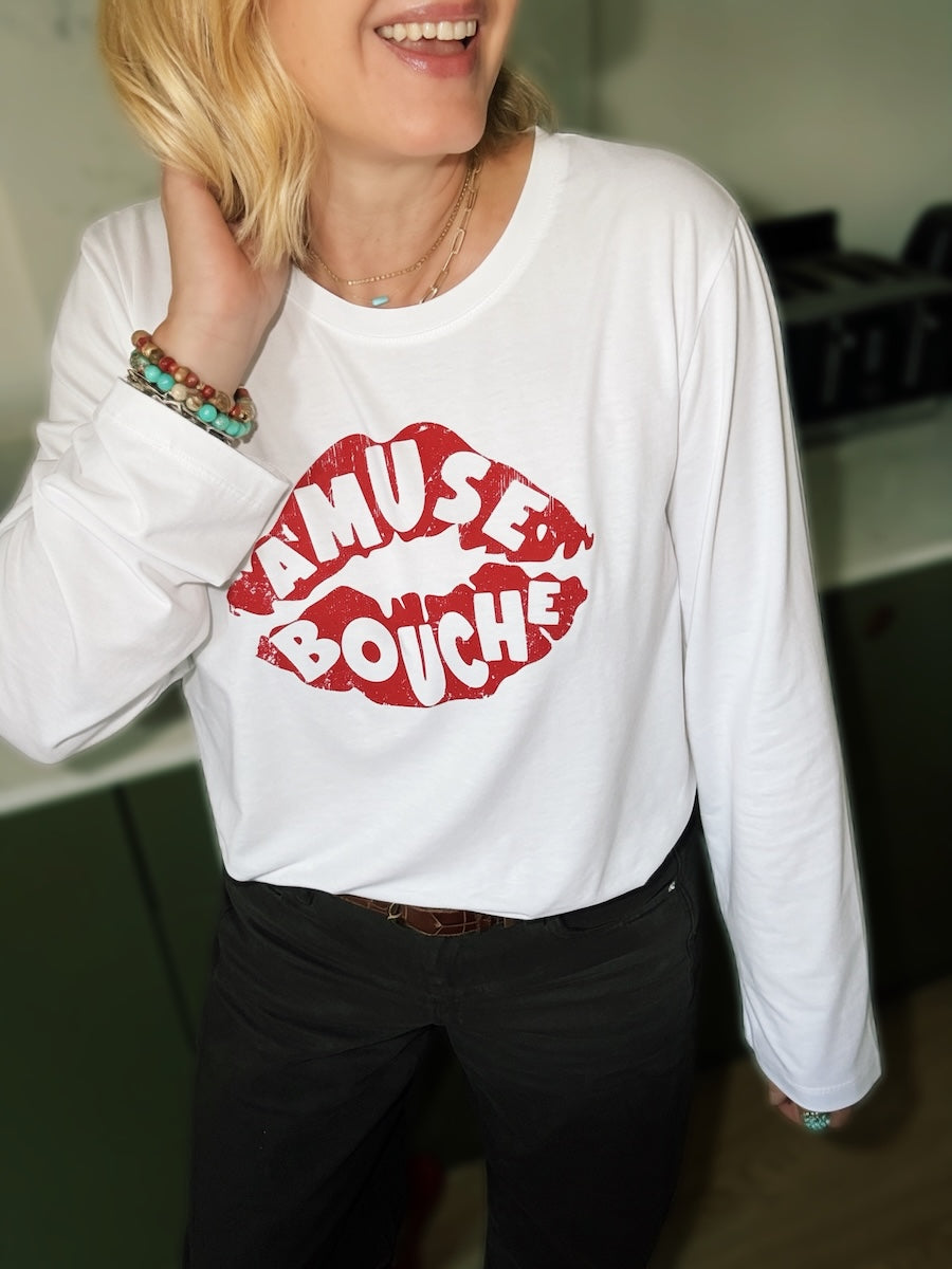 Amuse Bouche Lips Long Sleeve T-Shirt White