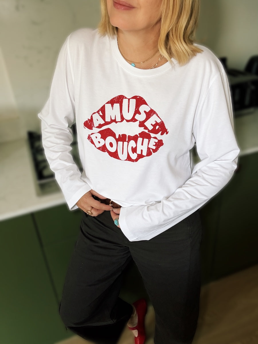 Amuse Bouche Lips Long Sleeve T-Shirt White