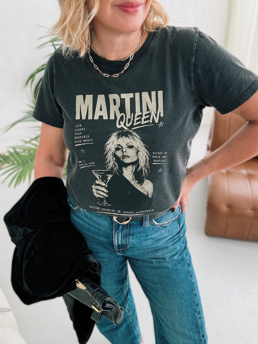 martini queen vintage style graphic tee